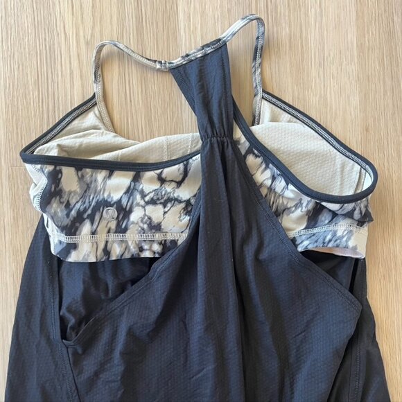Lululemon No Limits Power Tank Top Black Beige Sports Bra Top Combo Gym Sz 8 - Picture 5 of 7